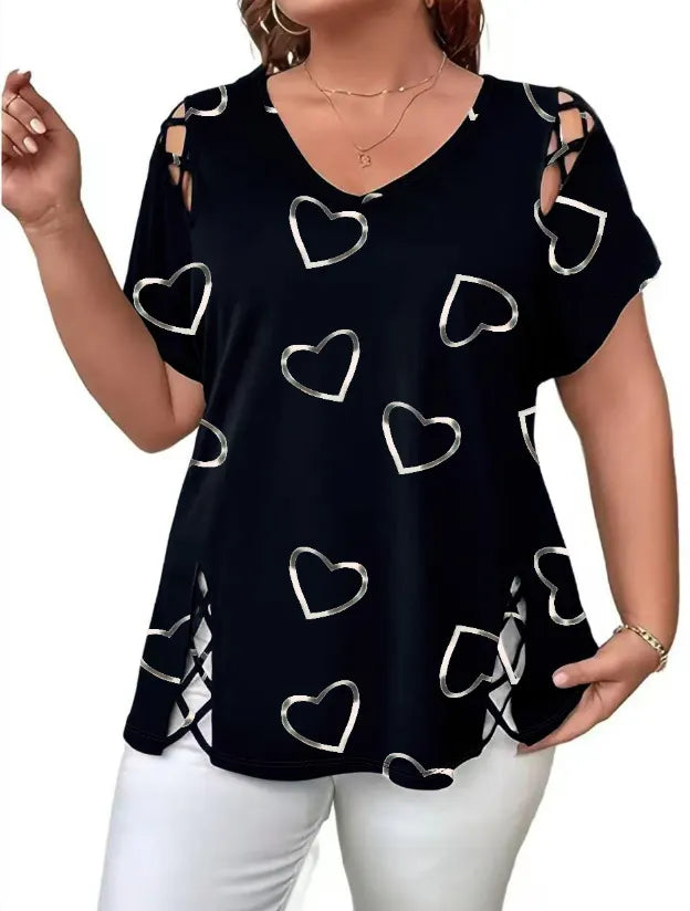 👗🌸 Γυναικεία μπλούζα με στάμπα και V λαιμόκοψη, για το καλοκαίρι — απαλή, κομψή 🌟