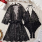 Conjunto de camisola de renda para mulher