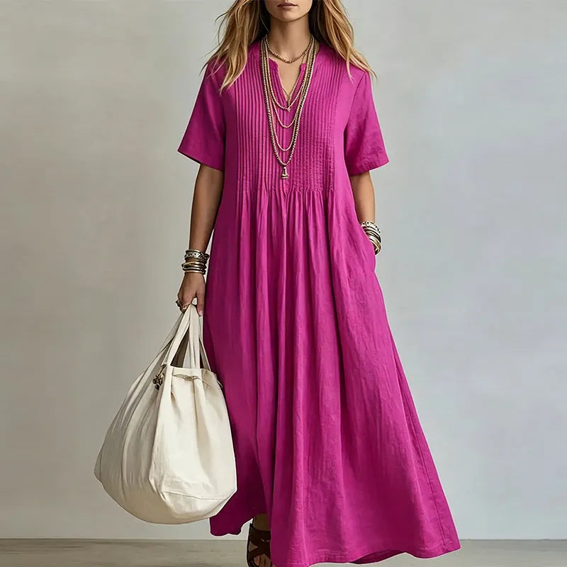 👗 Γυναικείο φόρεμα με χαλαρή εφαρμογή και V λαιμόκοψη ✨