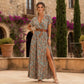 Μακρύ φόρεμα για κορίτσια σε στυλ boho με V λαιμόκοψη.