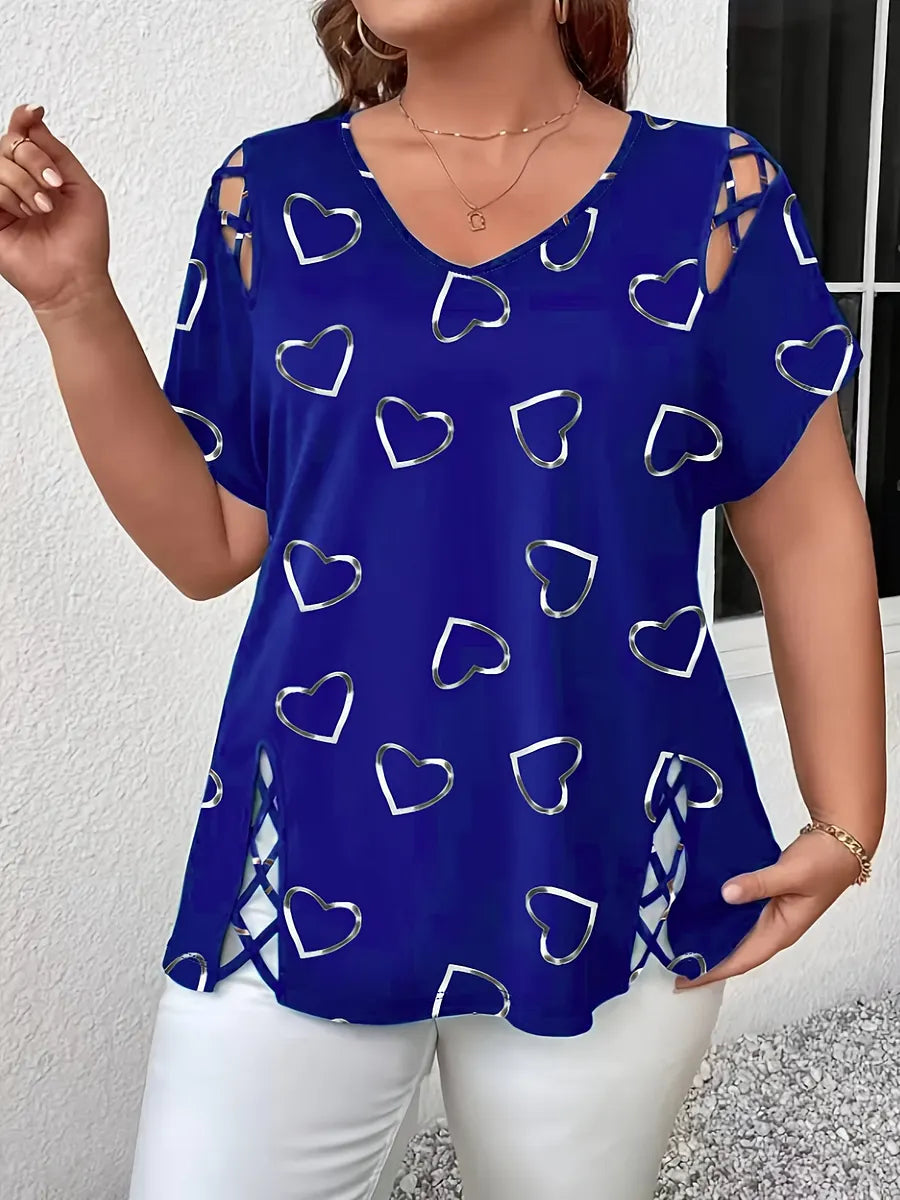 👗🌸 Γυναικεία μπλούζα με στάμπα και V λαιμόκοψη, για το καλοκαίρι — απαλή, κομψή 🌟