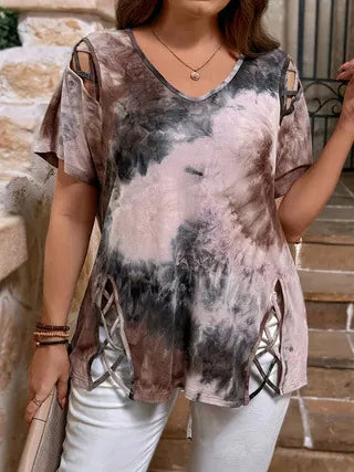👗🌸 Γυναικεία μπλούζα με στάμπα και V λαιμόκοψη, για το καλοκαίρι — απαλή, κομψή 🌟