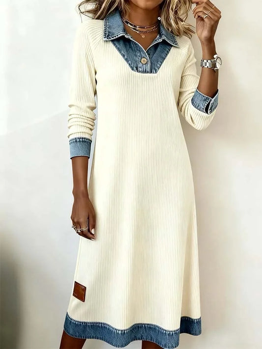 Γυναικείο casual φόρεμα από τζιν patchwork