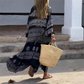 Vestido de menina solto estampado com decote em V